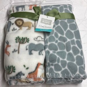 Hudson Baby Unisex Fleece 2 Cody Blankets Safari Life